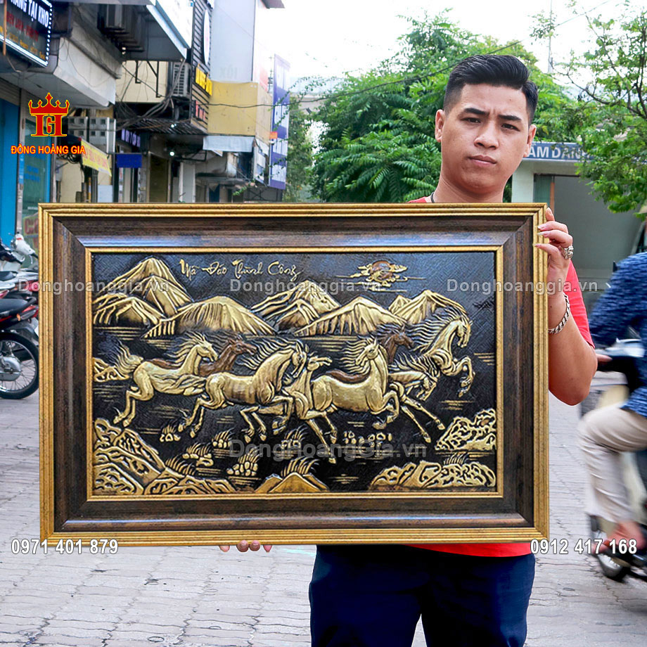 Tranh mã đáo thành công bằng đồng làm màu giả cổ sang trọng
